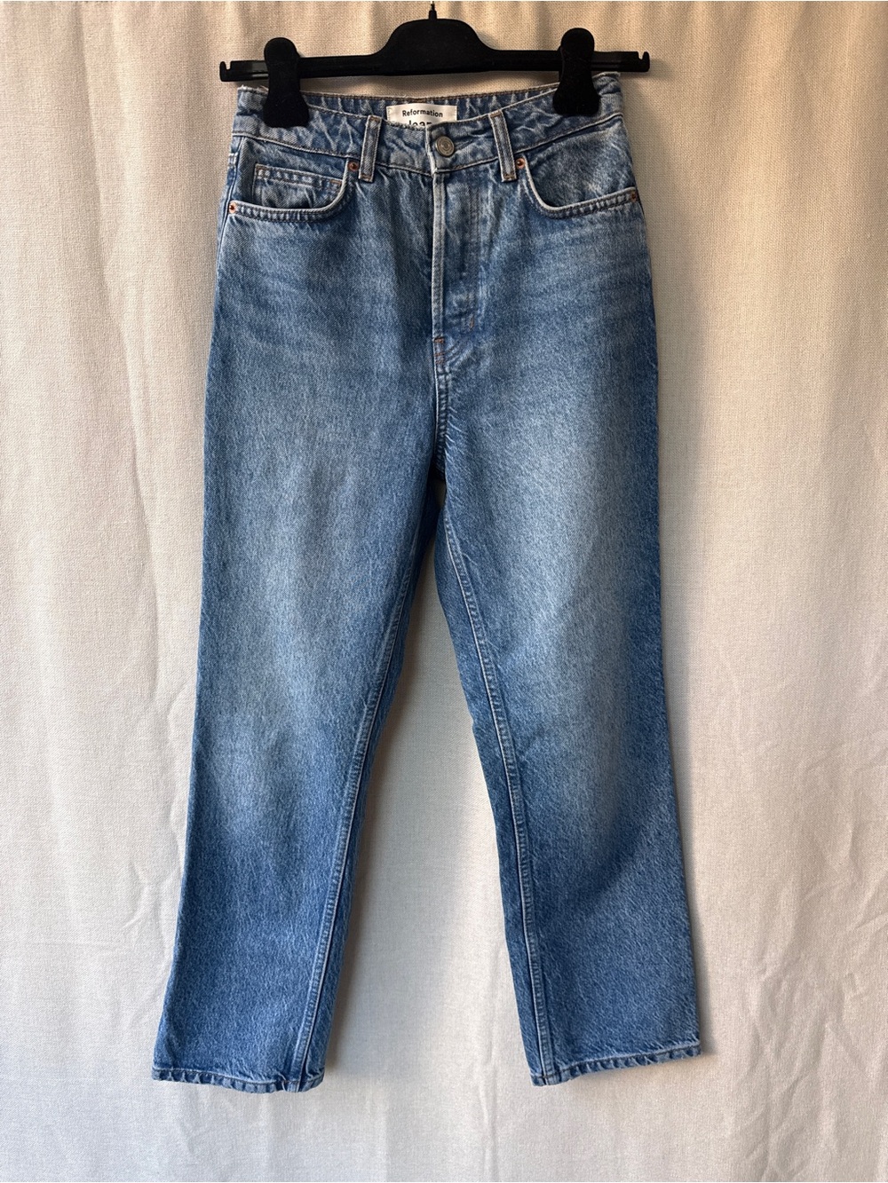 Reformation Straight Jeans in Light Blue Denim